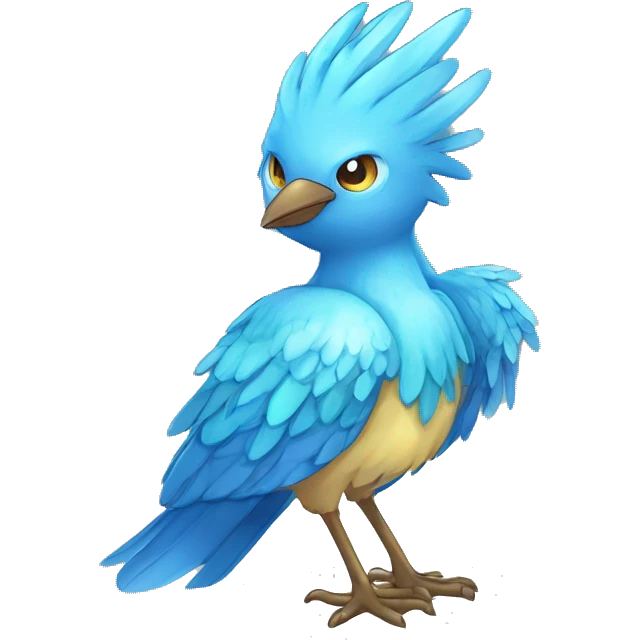 Wet Fantasy legendary blue bird water-type-Hydro-Phoenix-avian Fakemon full body emoji