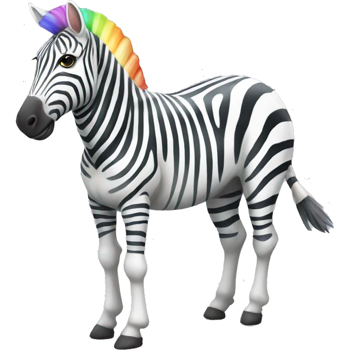 pastel rainbow white zebra full body emoji