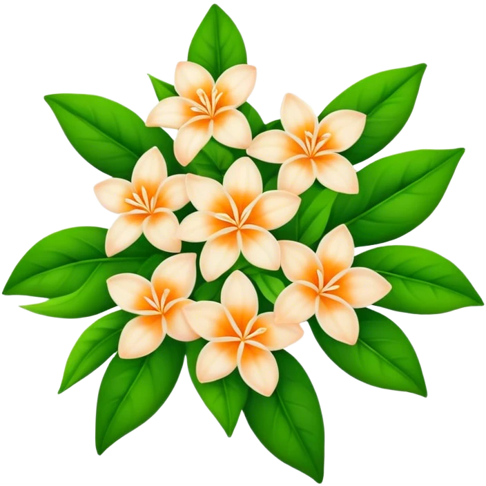 big bouquet Orange Jasmine, luxuriant, stem, leaf emoji