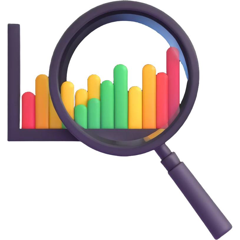 magnifying glass and graph emoji