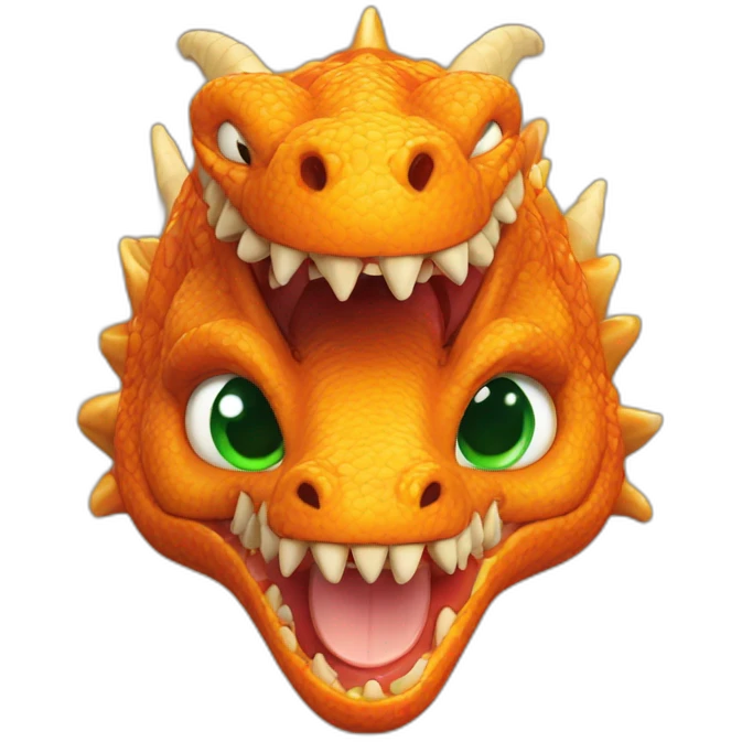Orange dragon Green eyes eating pizza emoji