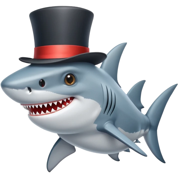 Shark with a top hat emoji