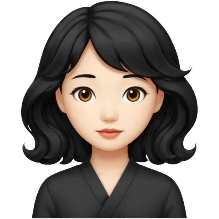 Red girly stuff asian black hair with wavy medium length emoji