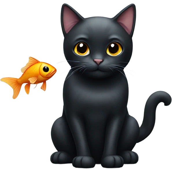 Black Cat with a fish friend emoji