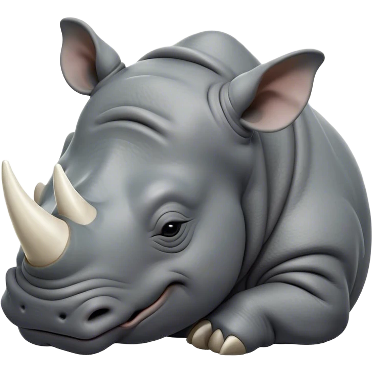Meme-Worthy Cute Sleeping Rhinoceros Portrait Emoji, Head resting peacefully with a contented smile, showcasing a massive, robust build and a luxuriously soft slate-gray hide, accented by a gentle white horn, eyes shut in a serene, restful nap, Simplified yet hilariously adorable features, highly detailed, glowing with a soft, drowsy light, high shine, relaxed and utterly lovable, stylized with an air of playful laziness, bright and heartwarming, soft glowing outline, capturing the essence of a comically sleepy rhinoceros, so meme-worthy it feels like it could instantly become the next viral sensation of adorable slumber! emoji