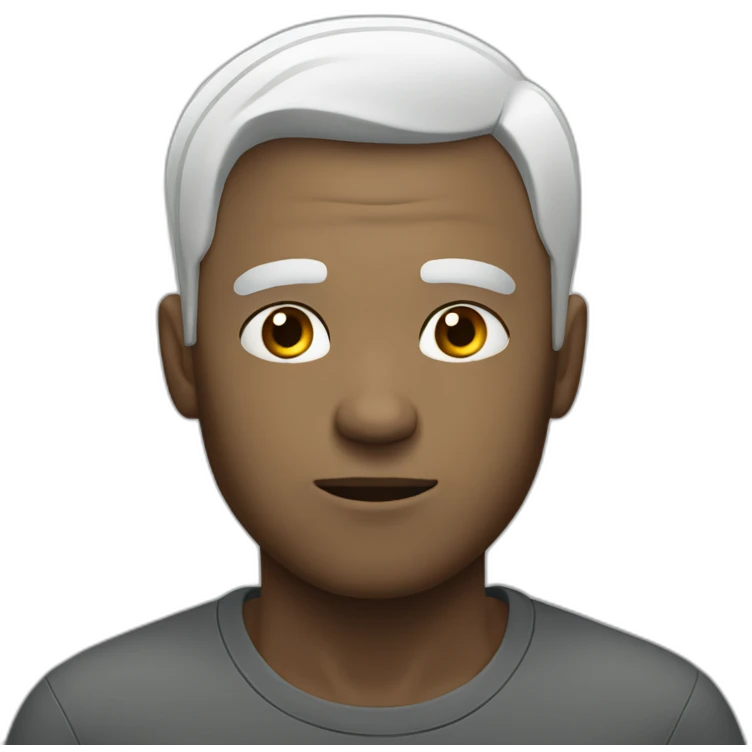 Man looking emotionless or depressed, white short hair emoji