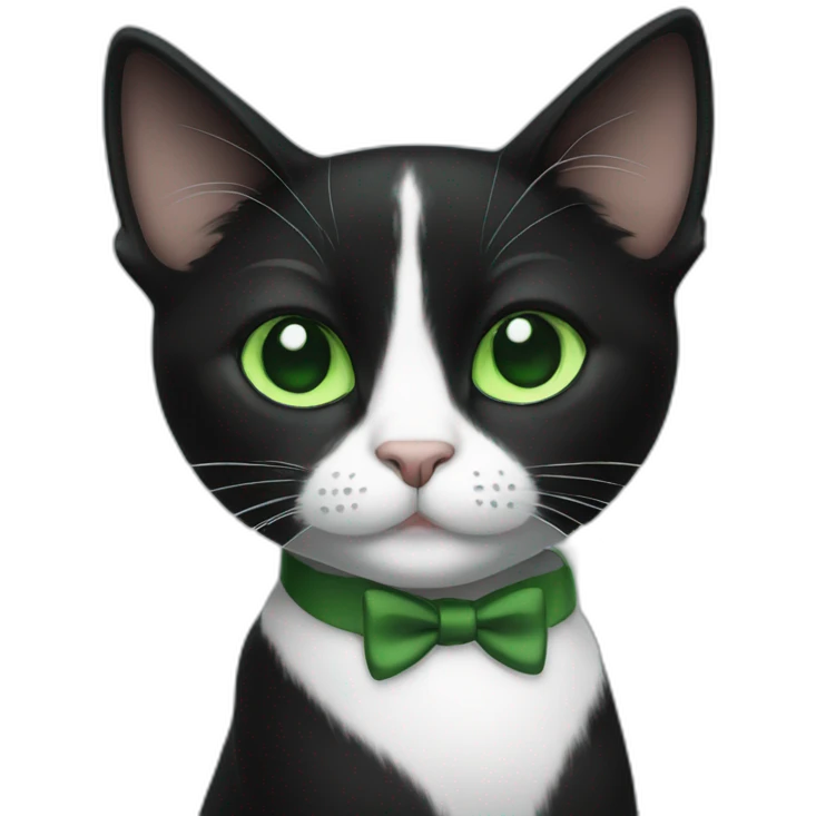 Tuxedo cat With green eyes emoji