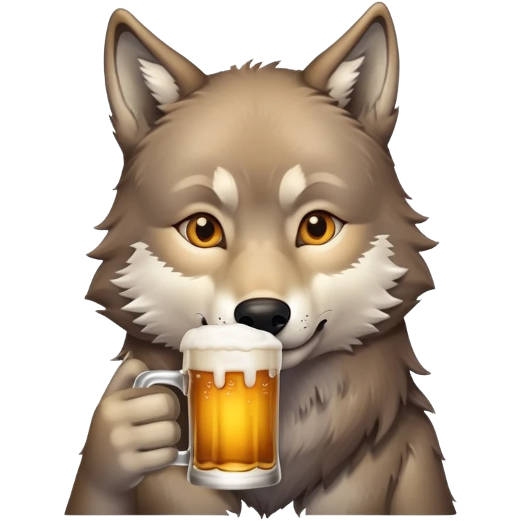 Wolf drinking a beer emoji