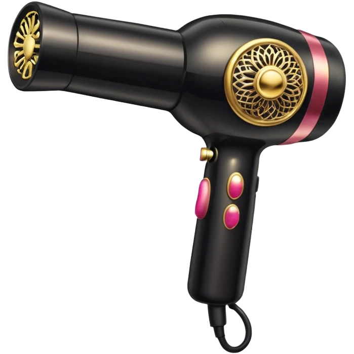 black blow dryer covered in jewelry emoji