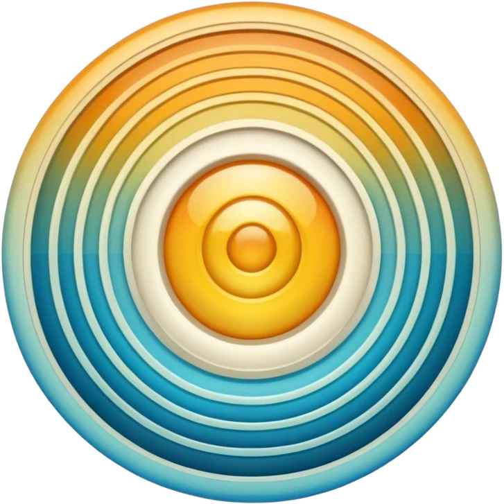 iOS-style 3D emoji: concentric curved sound waves radiating outward from a central point, with smooth glossy shading and soft light reflections emoji