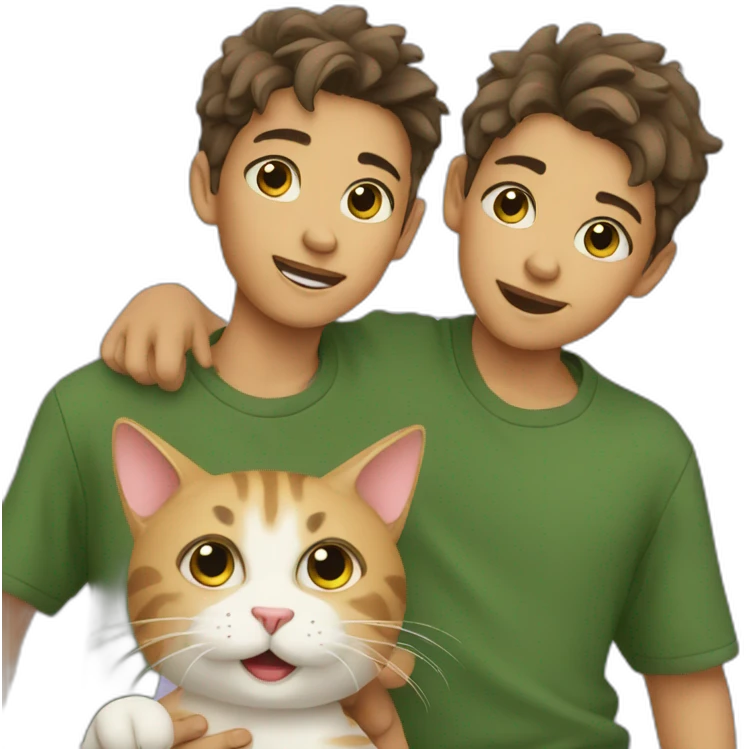 boy twins with a cat emoji
