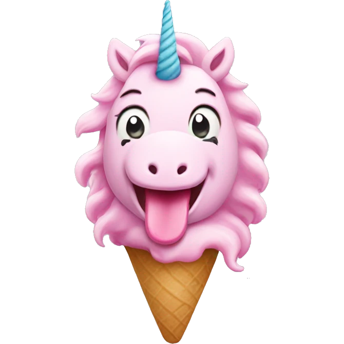 Pink unicorn eating ice cream emoji