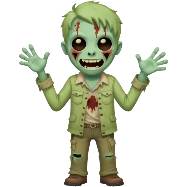 A cute, cheerful zombie is laughing hard, standing up emoji