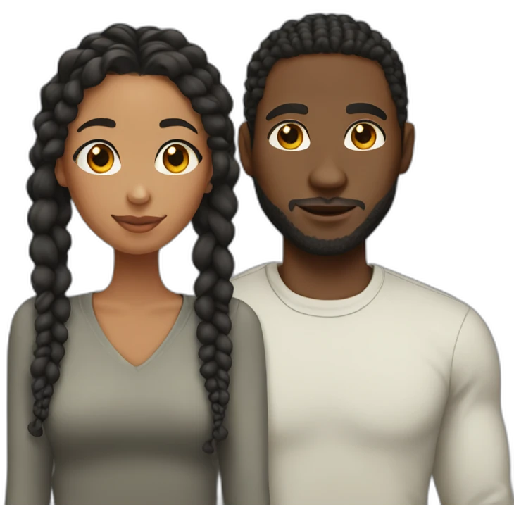 Black man with braids and his curly headed mixed girlfriend emoji