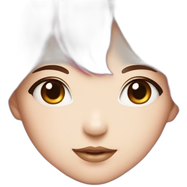 Anime girl character with white skin, pink hair and pink eyes emoji