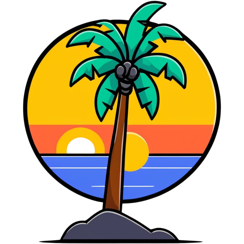 palm tree with sunset emoji