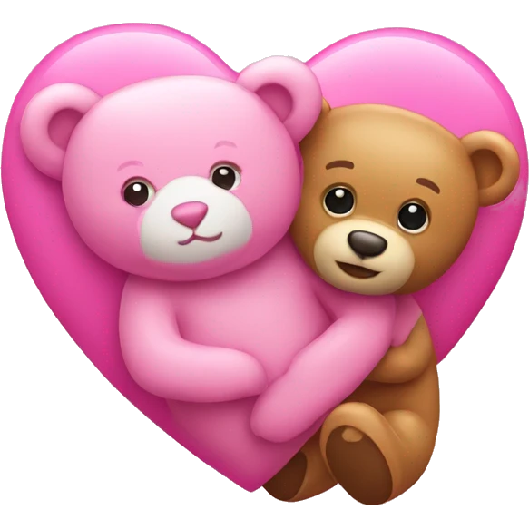 Pink heart with teddy bear emoji