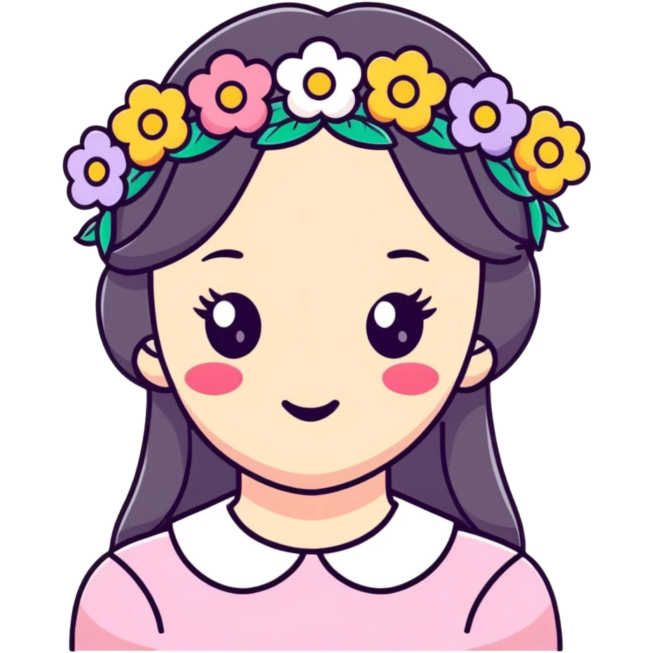 kawaii soft girl with heart cheeks and flower crown emoji