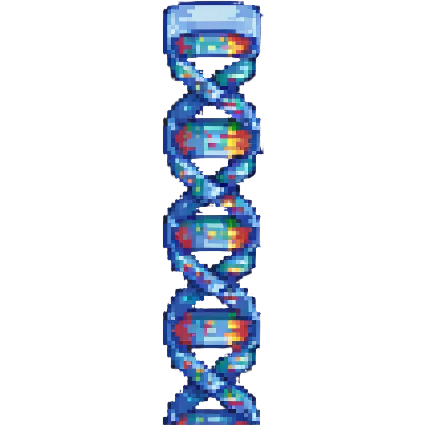 pixel art of a DNA double helix emoji