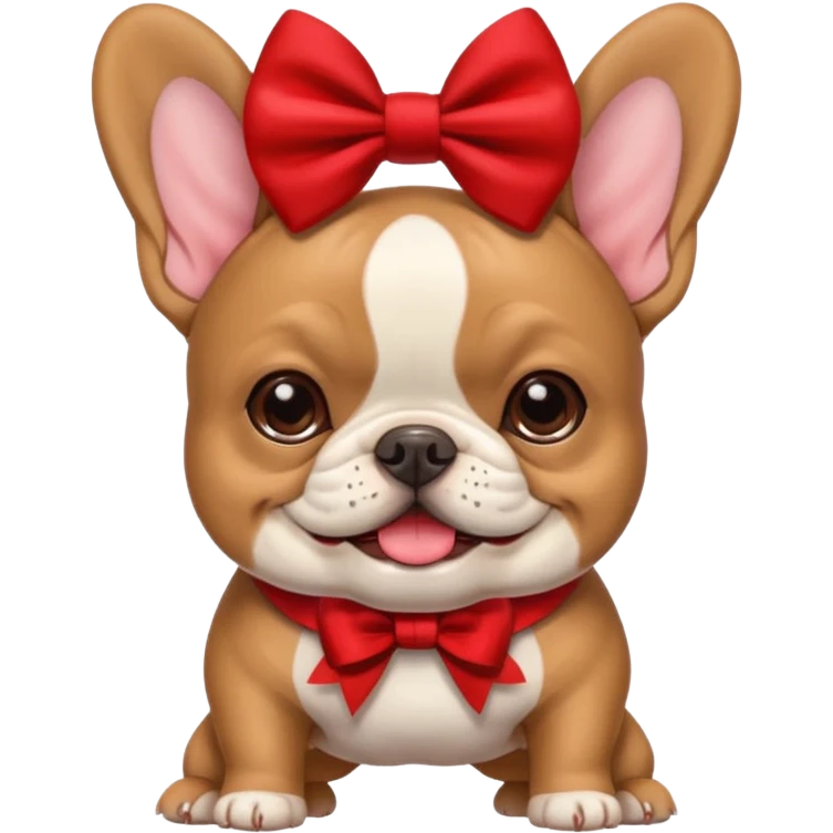 Make an emoji of a French bulldog and add a bow. emoji
