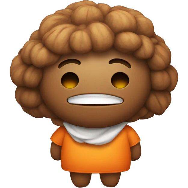 the cutest walnut character with orange color emoji