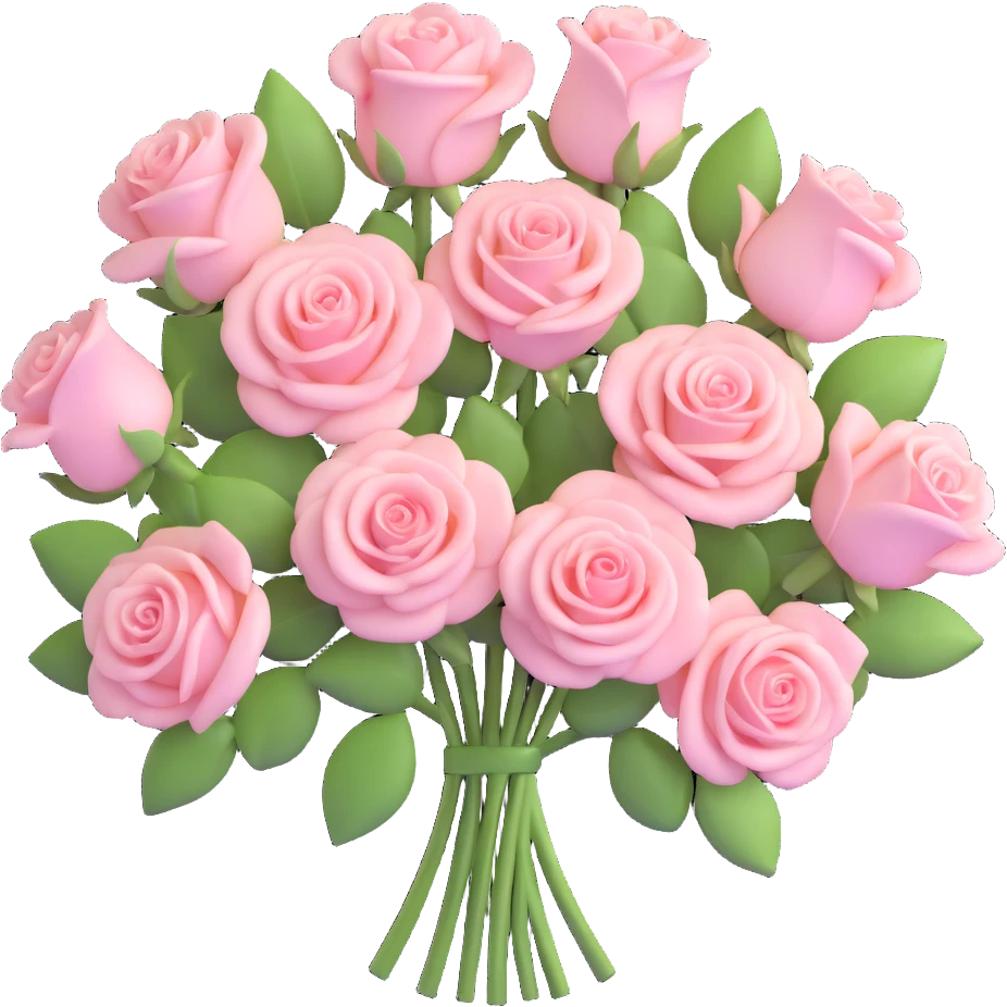 pastel pink colored rose bouquet emoji