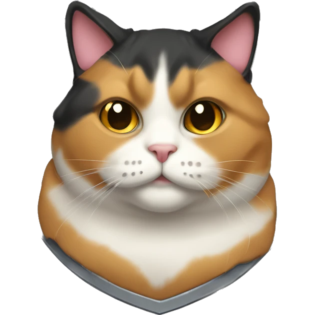 Fat calico cat with a shield  emoji