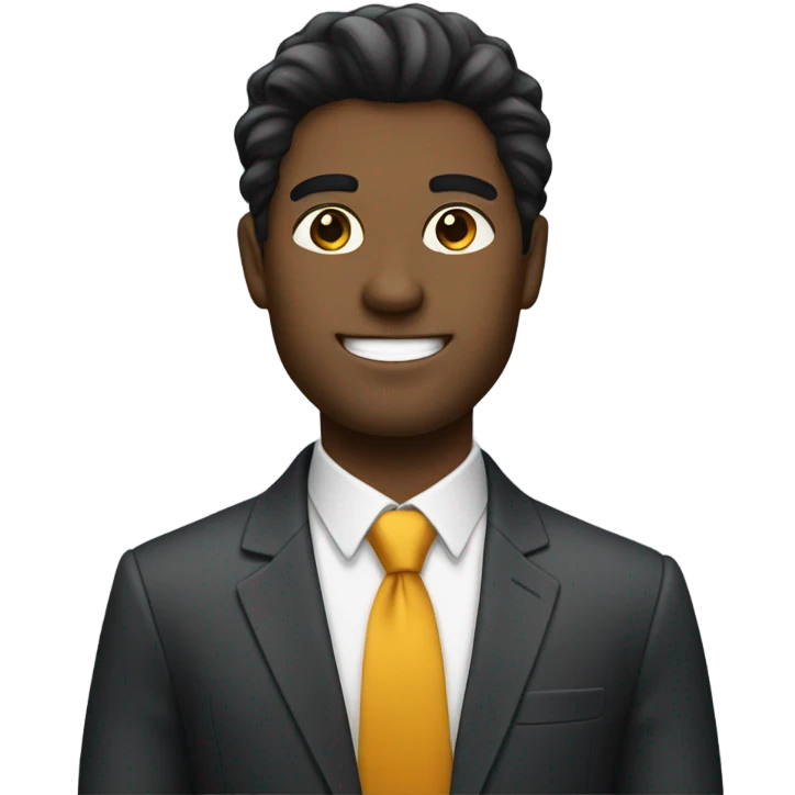 businessman black fluffy straight hair emoji