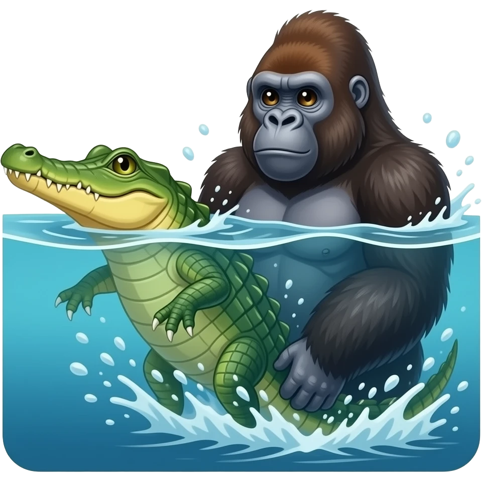 🐊🦍 cell swish swash in the ocean emoji