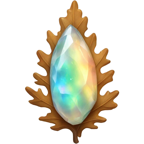 opal crystal gemstone oak leaf  emoji