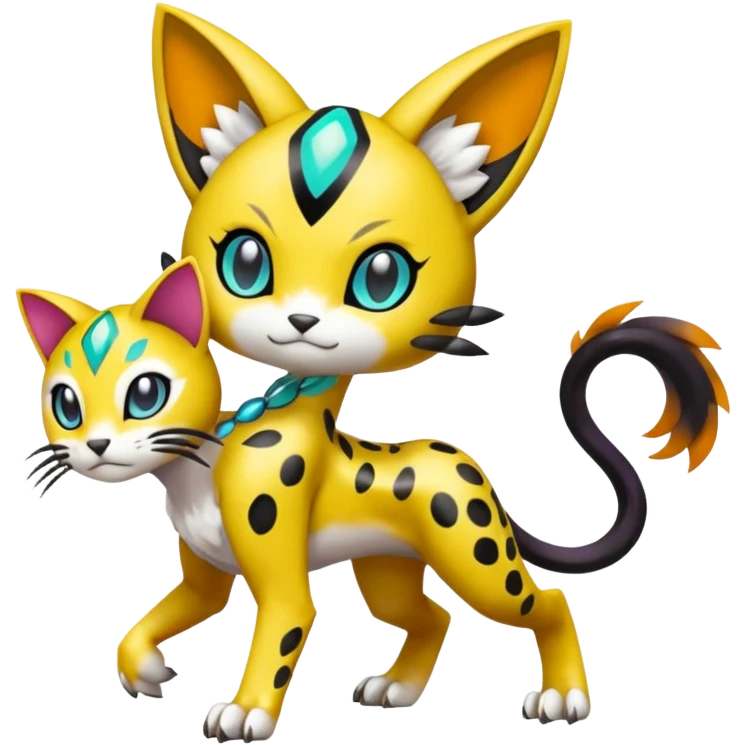 Meloetta-Baihumon-Meicoomon-Gatomon-Liepard-Pokémon-Digimon-Fakémon-fusion-hybrid-creature emoji