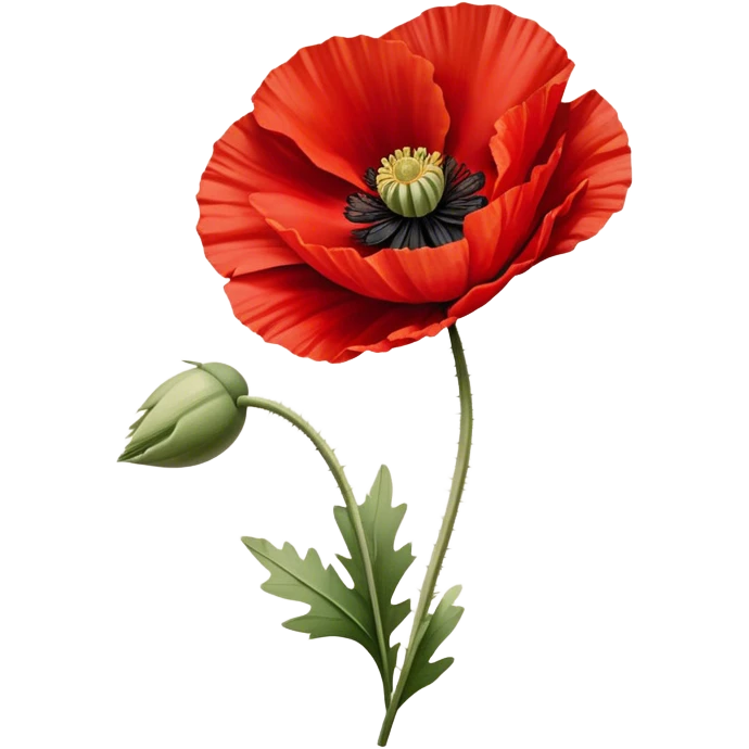 A vibrant red poppy in full bloom, its petals slightly ruffled by the wind. The rich scarlet hue contrasts beautifully with a soft beige linen backdrop. emoji