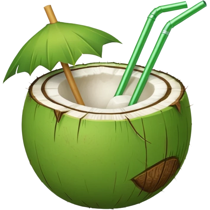 Green Coconut with straw emoji