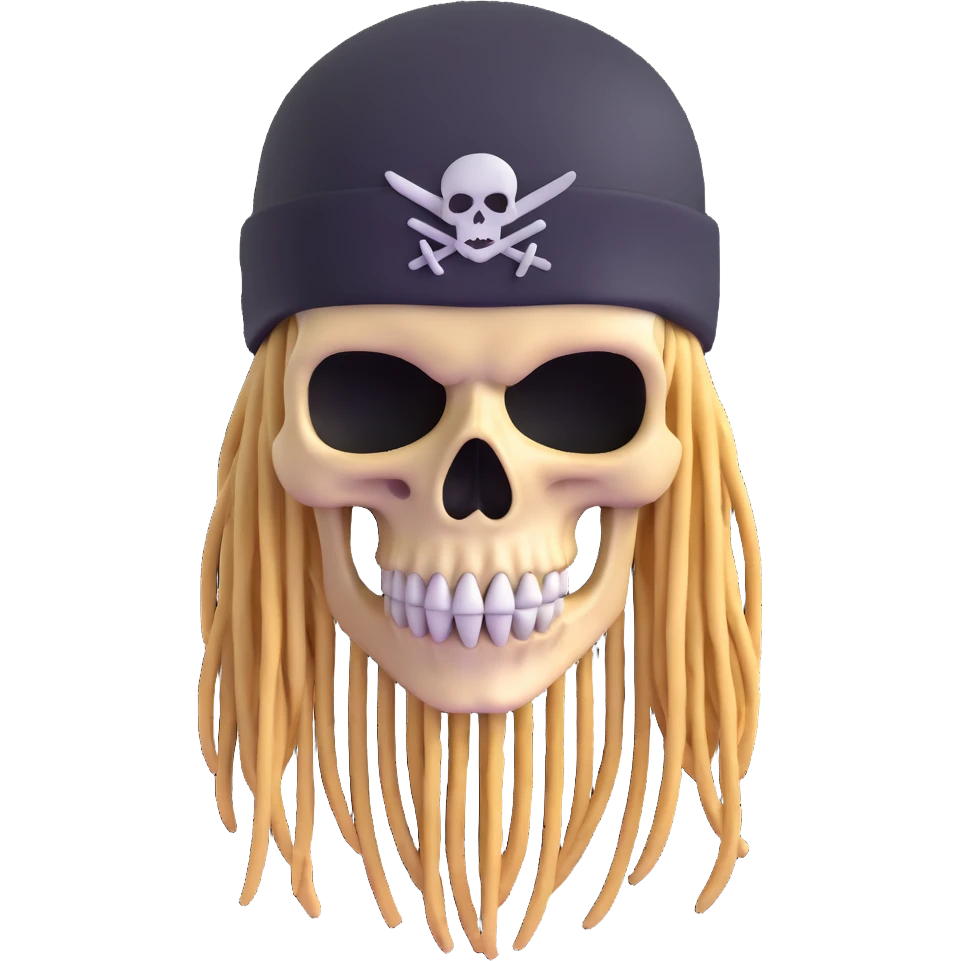 skull with dreadlocks wearing a ski mask emoji