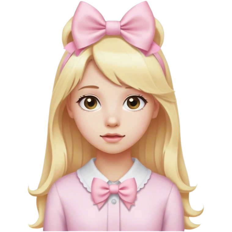 Blonde with light pink hairbow emoji