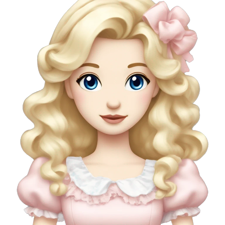 sweet lolita blond hair blue eyes white skin light pink dress emoji