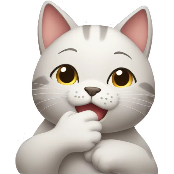 Shy cat covering her mouth with paw  emoji