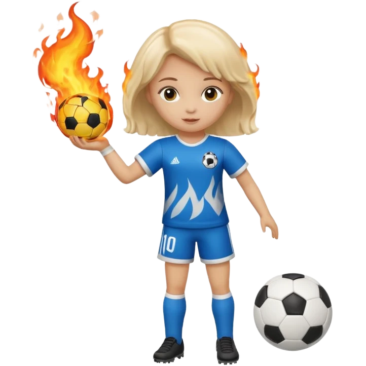 Boneca segurando uma Bola de futebol e somente a bola está queimando emoji
