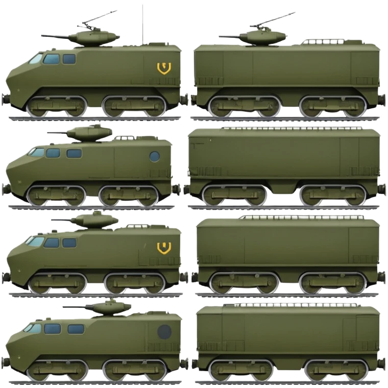 military train transporting armored vehicles, variant 4 emoji