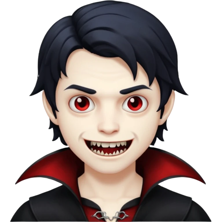 Vampire boy with fangs and half long wavy emo hair  emoji