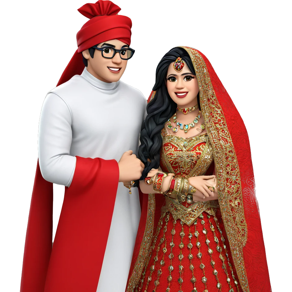 cosplaying couple with accessories emoji