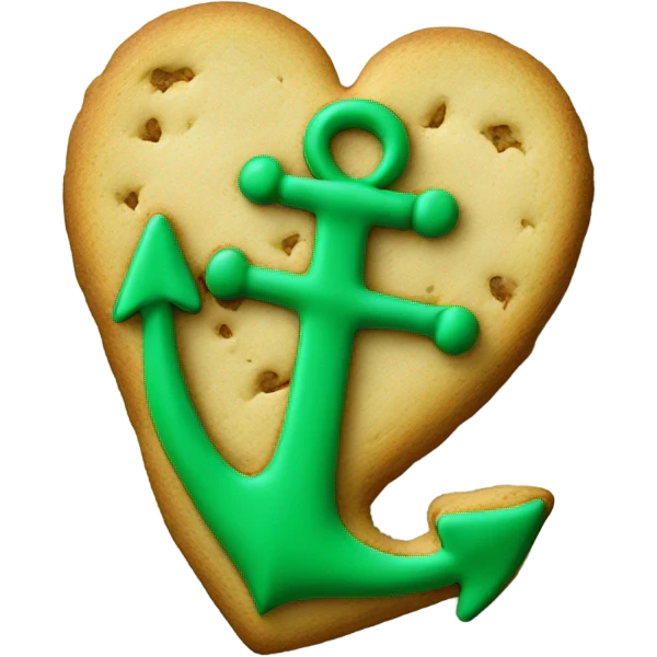 cookie heart with green anchor emoji