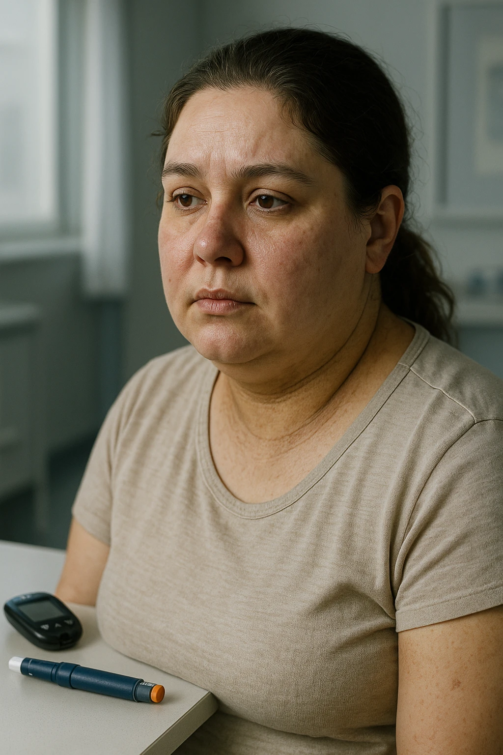 donna con insulino resistenza iper realistica 4k e molto specifica emoji