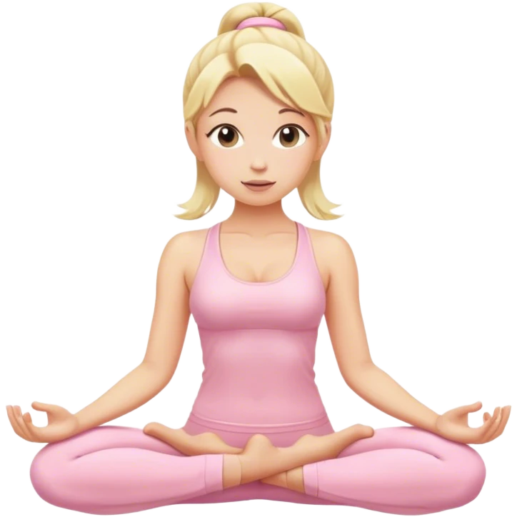 blonde yoga girl light pink clothes n emoji