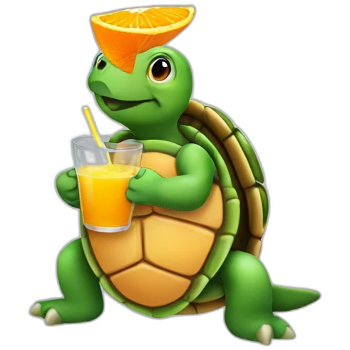 Turtle drinking orange juice emoji