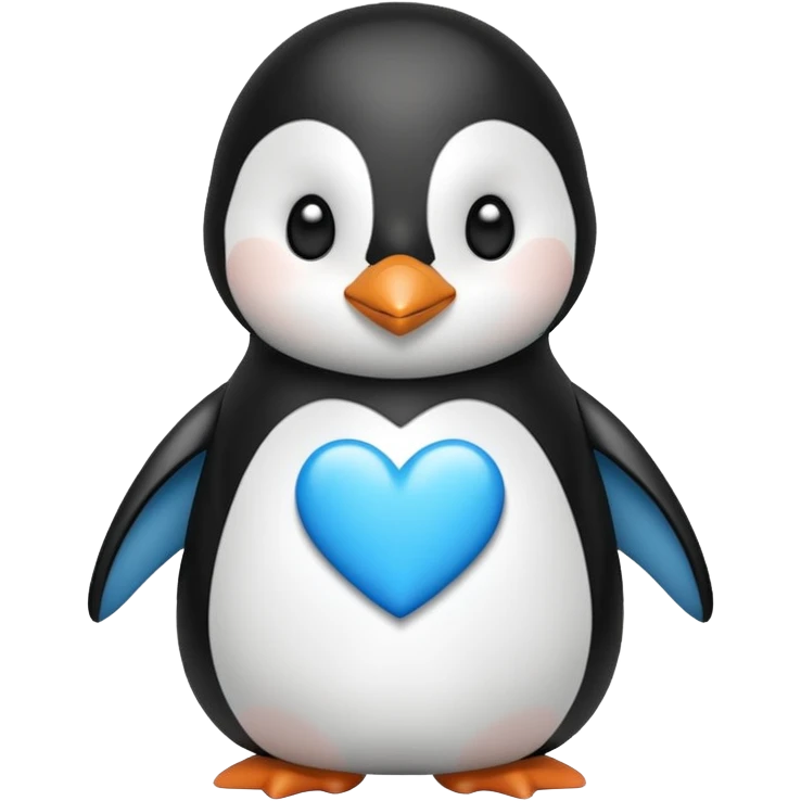 loving penguin whit blue hearts emoji