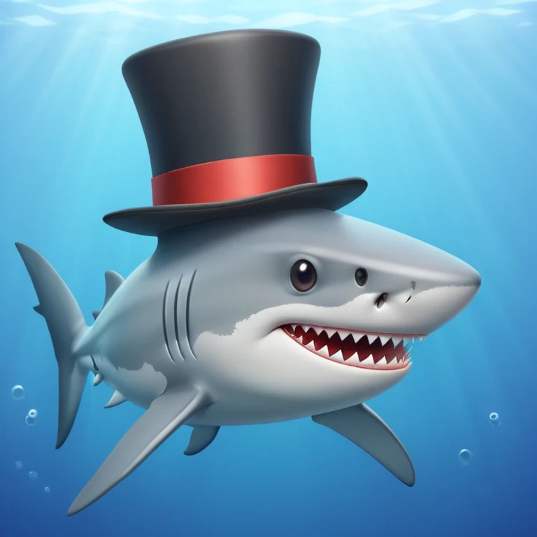 Shark with a top hat emoji