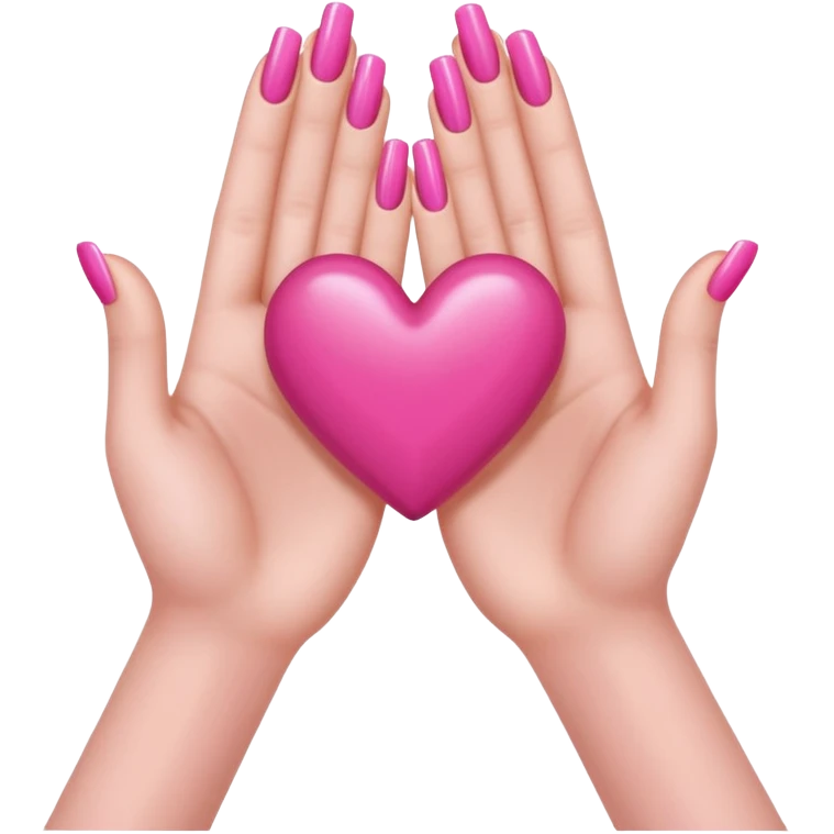 hands with long pink nails doing a hand heart like this 🫶🏼 emoji