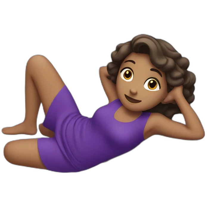 a girl laying on stone with purple dress emoji