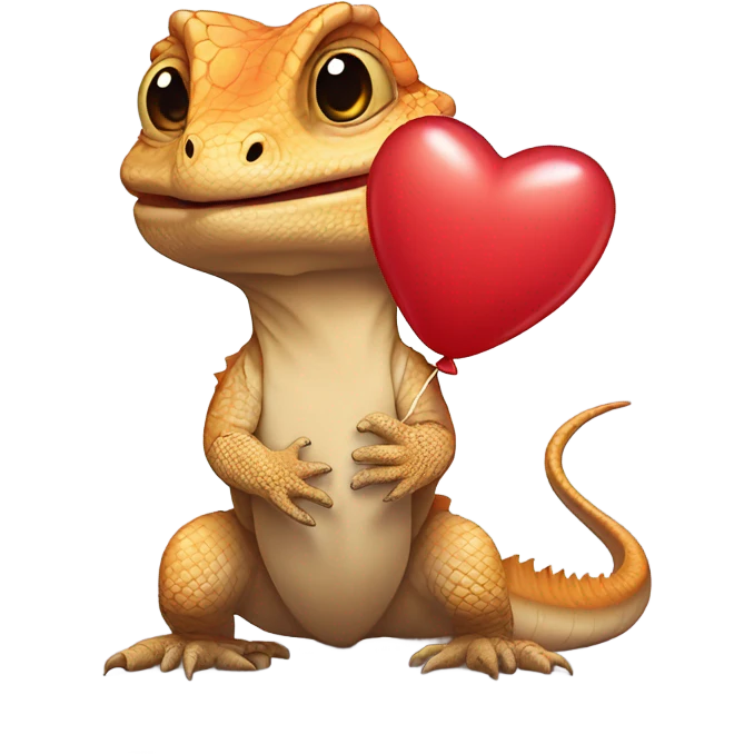 bearded dragon with heart balloon emoji